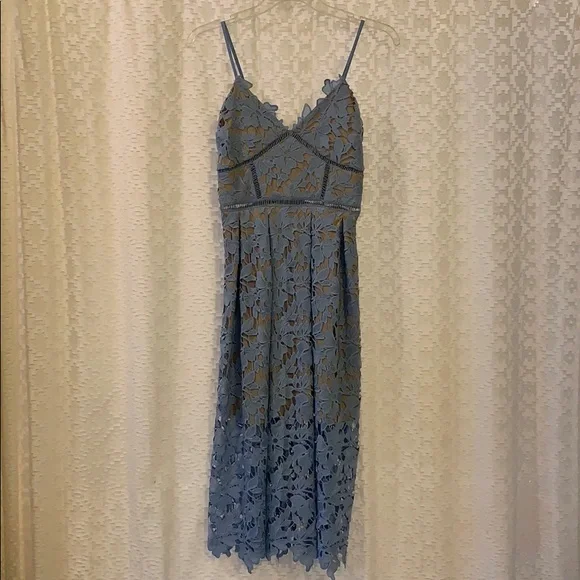 blue and tan lace dress Knee length Vintage Light Blue Lace Bridesmaid Dress – misaislestyle